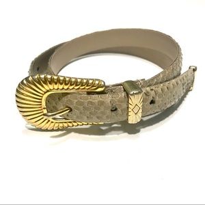 Vintage Western Snakeskin Belt Beige & Gold